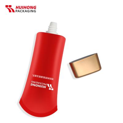 หลอดโลชั่นย่อยสลายทางชีวภาพสีแดง 100ml พร้อมฝาสกรูทองคำ